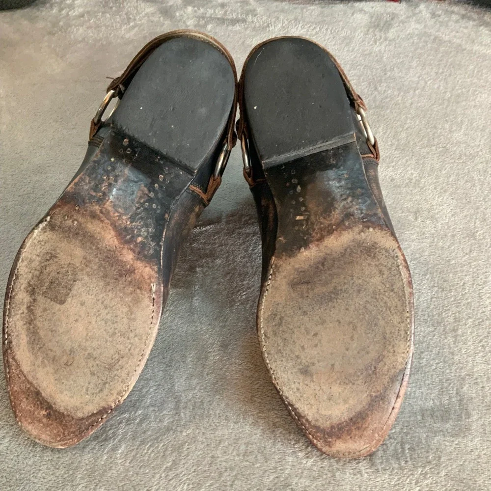 Freebird by Steven Hotel Distressed Brown Leather Harness Ankle Boots Womens 10